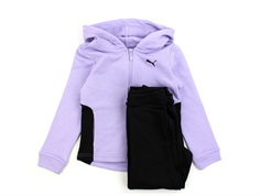 Puma black/vivid violet sweatset med bluse og bukser hooded